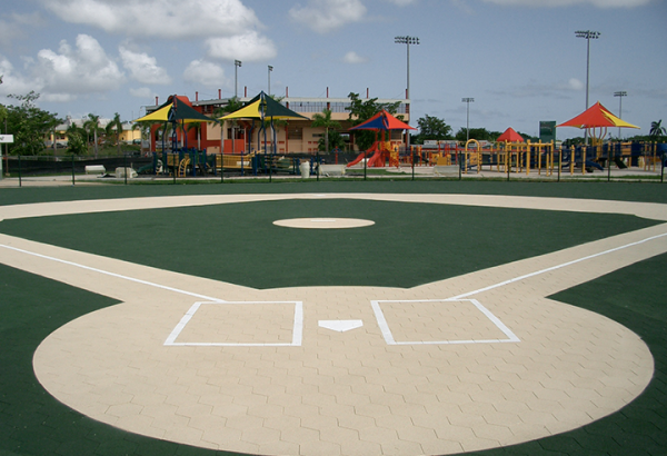 SofScape Rubber Pavers on a Miracle League Field - Recycled Rubber Paver - Rubber Patio Tiles - Rubber Decking - Playground Surfacing