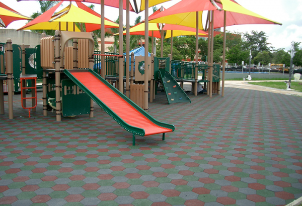 SofScape Hexagonal Rubber Paver Playground Application - Playground Surfacing - Interlocking Rubber Paver - Rubber Decking - Equine Flooring