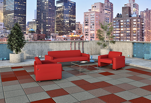 Multi-color Rubber Decking Tile Installation on Terrace - Rubber Deck Tiles - Rubber Patio Pavers - Rooftop Decking