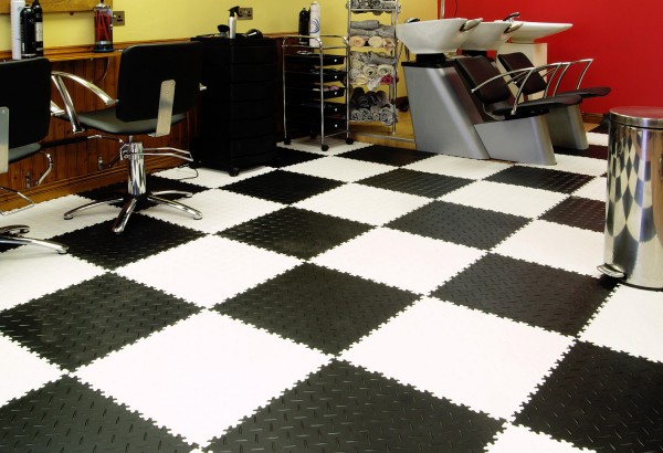 Perfection - Interlocking Diamond Tile - Salon - Athletic Flooring - Garage Flooring - Trade Show Flooring