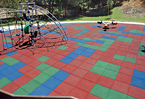 Multi-color Playground Tiles - Playground Safety Surfacing - Interlocking Rubber Tiles