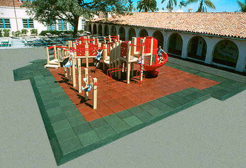 DuraSafe Rubber Playground Tile - Playground Surfacing - green-red