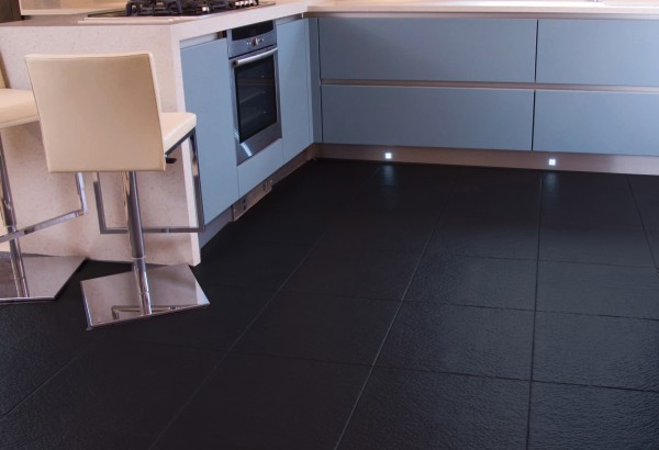 Interlocking PVC Tile - HomeStyle Black Kitchen - Athletic Flooring - Multi-purpose Flooring - Trade Show Flooing
