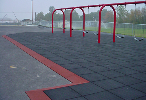Rubber Playground Tile with Ramps around Tiles - Playground Surfacing - Safety Tile