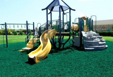 Green Premium Shredded Rubber Mulch - Playground Rubber Mulch - Safety Surfacing - Landscape Rubber Mulch