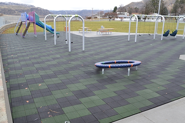 PlayFall Playground with Black & Green Tiles