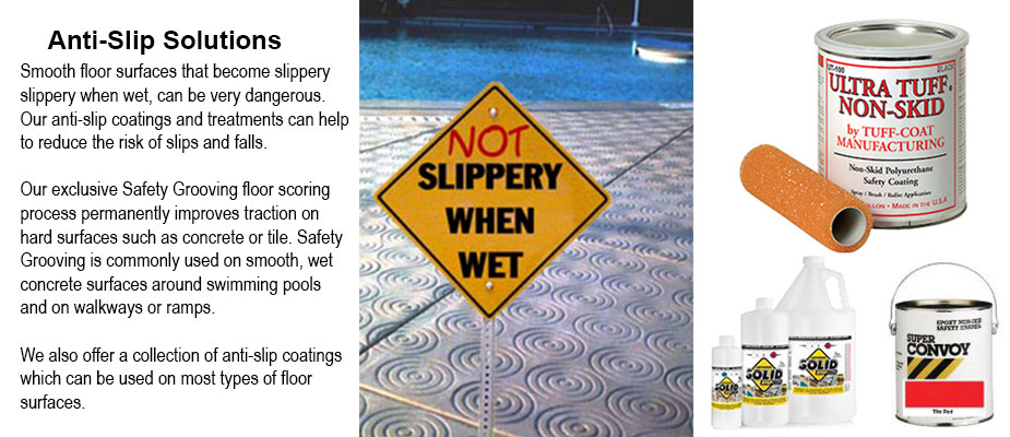 Safety Grooving - Not Slippery when Wet - Anti-Slip Coatings and Treatments