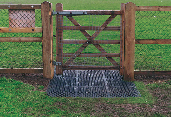 Gate Installation Stage 2 - Rubber Decking - Playground Surfacing - Soil Stabilization