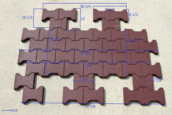 Interlocking I-Tile Mat - dimensions