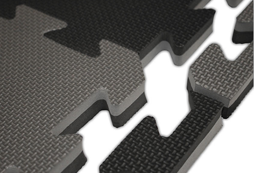 Black/Gray Jumbo EVA Tile - Athletic Flooring - Trade Show Flooring - Playground Surfacing