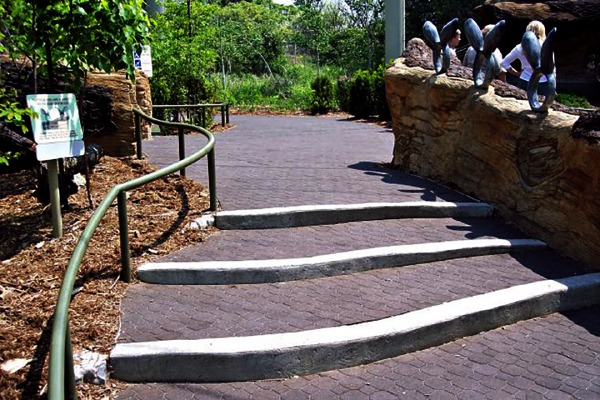 Keystone Interlocking tile on trail steps