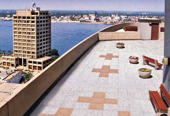 Riverside Rooftop Covered with SofTile Rubber Decking Tiles - Rubber Patio Surfacing - Interlocking Rubber Paver