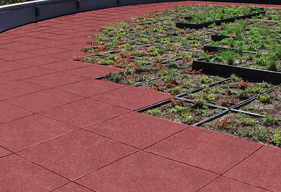 SofTile Rubber Decking Tile in a Garden - Interlocking Rubber Tile -Rubber Decking -Deck Tile