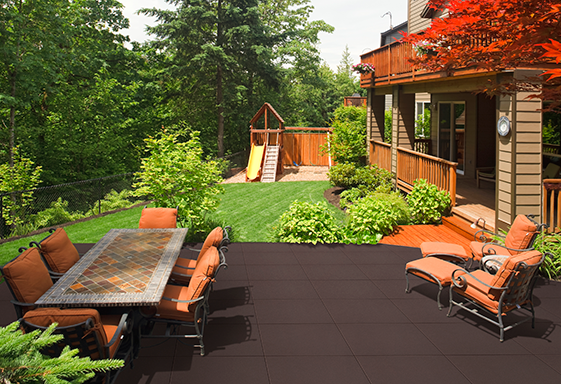 SofTile Rubber Decking Tiles on a Patio Deck - Rubber Patio Tiles- Interlocking Recycled Rubber Paver - Rubber Patio Surfacing