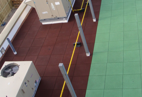 SofTile Rubber Decking Tiles Supporting an Air Conditioner, Rooftop Rubber Pad - Interlocking Rubber Deck Tile