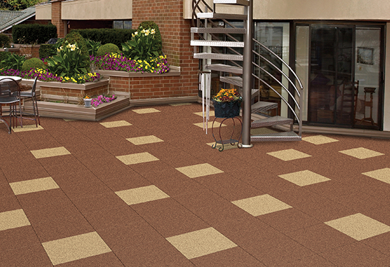 SofTile Rubber Decking Tiles in Brown / Beige 2 - Outdoor Rubber Deck Tile - Patio Tile - Interlocking Rubber Paver