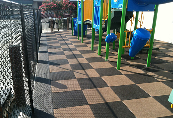 Tan-Brown-Playground Tile - Playground Surfacing - Rubber Tile