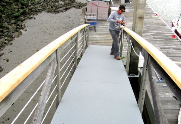 Ultra-Tuff on a wooden ramp - Rubberized Paint - Anti-slip Coating - Rubber Anti-Skid Treatment - Non-skid