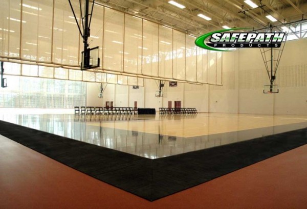 SafePath CourtEdge Transition Ramp on BB Court - Sport Court Edge Transition Ramp - ADA Access Ramp