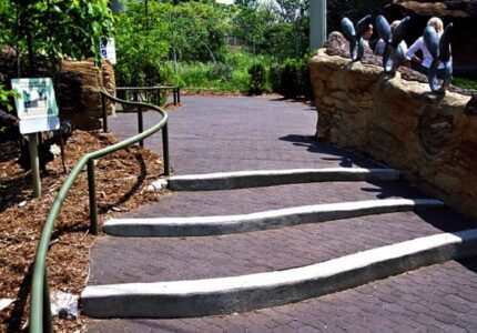 Keystone Interlocking tile on trail steps
