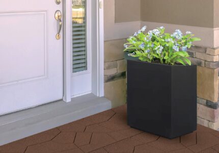 Smartlock 16" interlock doorway installation in brown brickstone