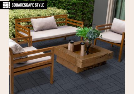 SmartLoc 16" interlocking tile patio installation with multi-brick pattern