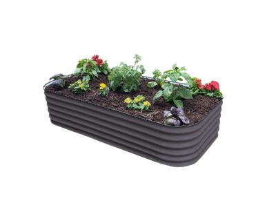 Gray Rectangular Metal Raised Garden Bed