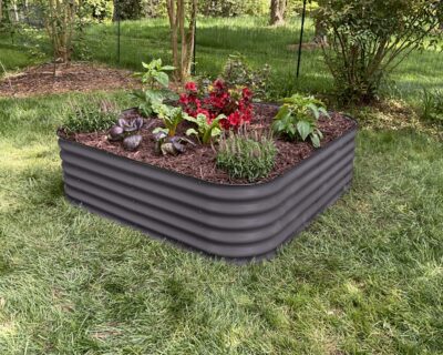 Large Gray Metal Raised Garden Bed