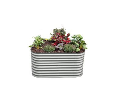 White Rectangular Metal Raised Garden Bed