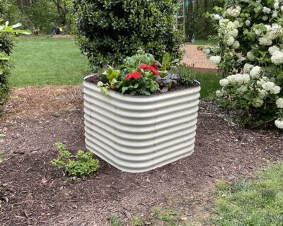 White Square Metal Raised Garden Bed