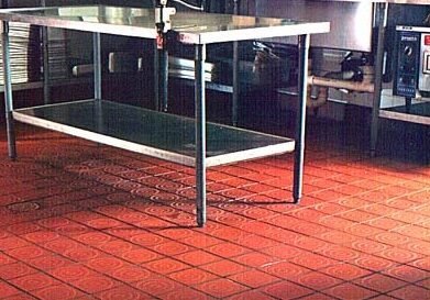 Safety Grooving on quarry tile in a restaurant kitchen